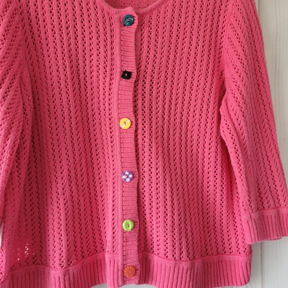 CJ Banks Knit Button Front Granny Cardigan Sweater w/ Unique Button Detail, 1X - Picture 2 of 7